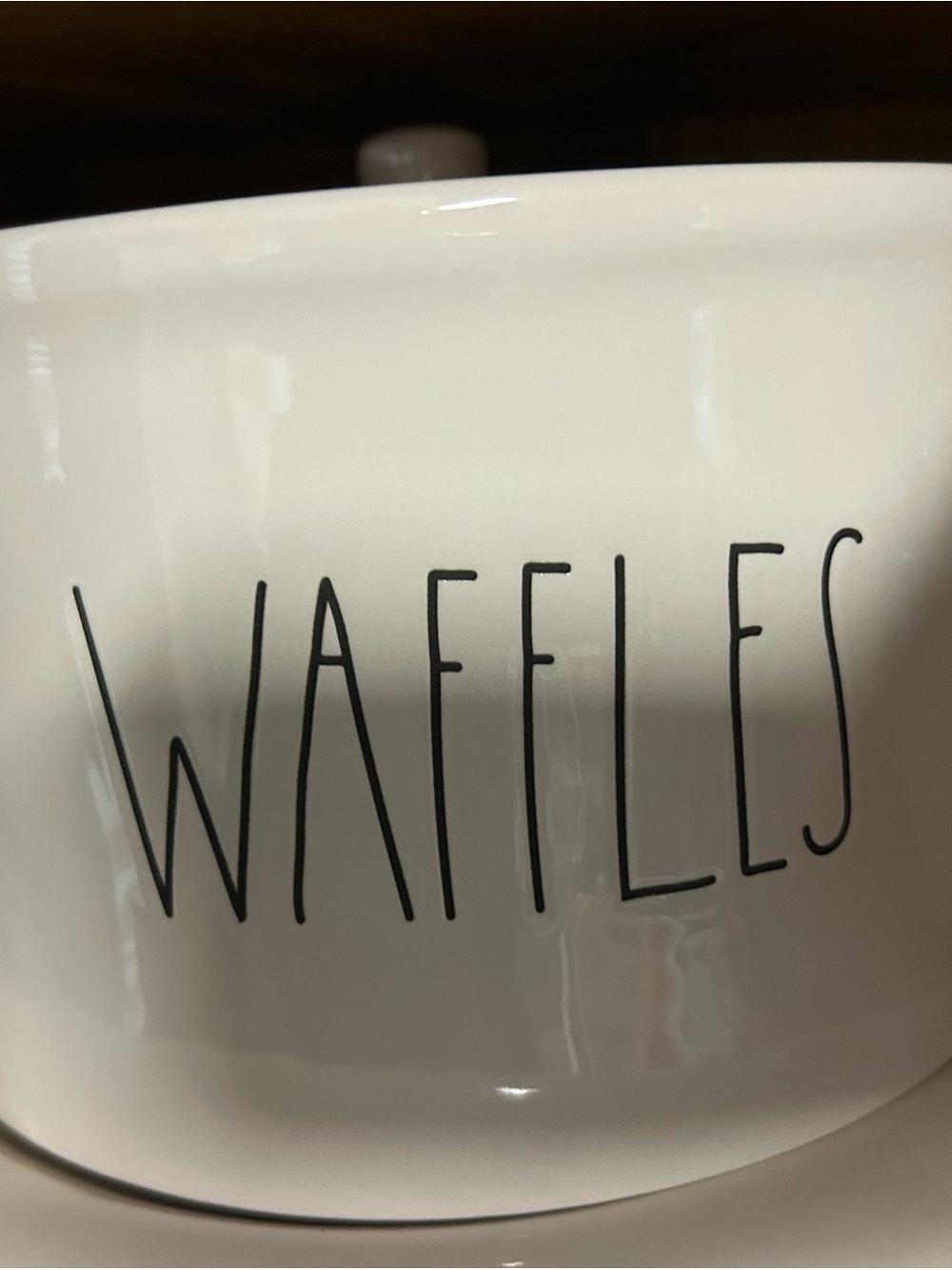 Rae Dunn Waffles Canister - White with Black Lettering